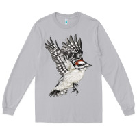 Moon Dust Flying Downy Woodpecker Long Sleeve Tee - LillyAllenDesigns