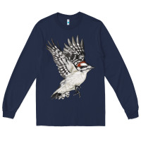 Navy Flying Downy Woodpecker Long Sleeve Tee - LillyAllenDesigns