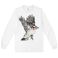 White Flying Downy Woodpecker Long Sleeve Tee - LillyAllenDesigns