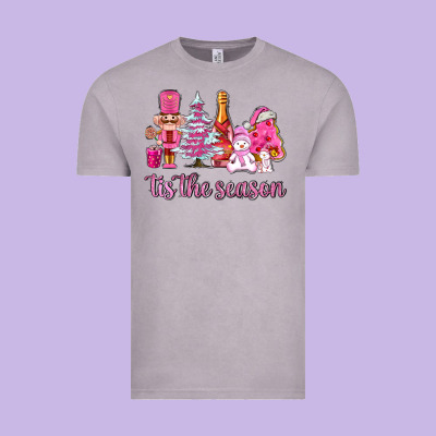Tis The Season Pink Christmas Vintage Tee Designed By Adodesignshop