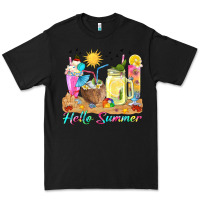 Black hello summer drinks Premium Tee - texasbilliewilder
