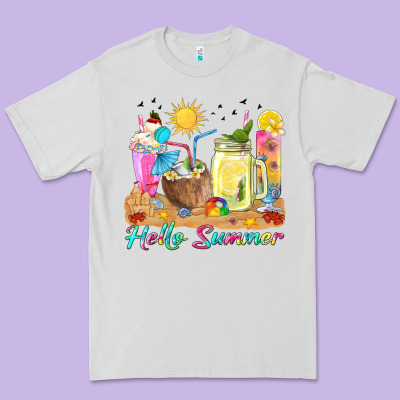 Hello Summer Drinks Premium Tee Designed By Texasbilliewilder