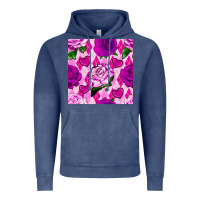 Vintage Denim valentines day roses and diamond plaid seamless pattern Vintage Hoodie - BundleAndBundleShop