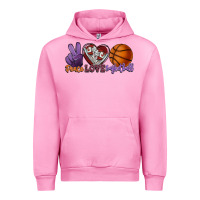 Fuchsia Pink peace love basketball Urban Hoodie - HowdyJamesFarm