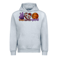 Heather Grey peace love basketball Urban Hoodie - HowdyJamesFarm