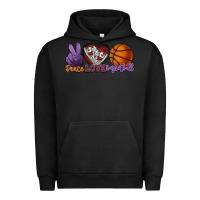 Pigment Black peace love basketball Urban Hoodie - HowdyJamesFarm