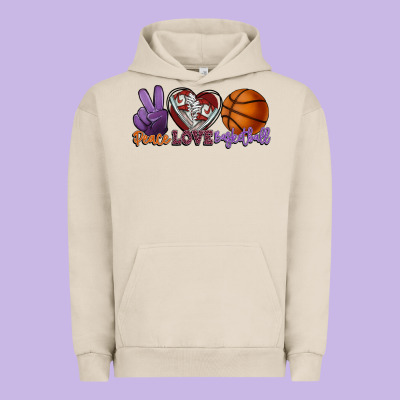 Peace Love Basketball Urban Hoodie Designed By Howdyjamesfarm
