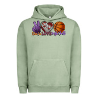 Pigment Oil Green peace love basketball Urban Hoodie - HowdyJamesFarm