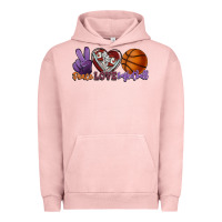 Pigment Salmon peace love basketball Urban Hoodie - HowdyJamesFarm
