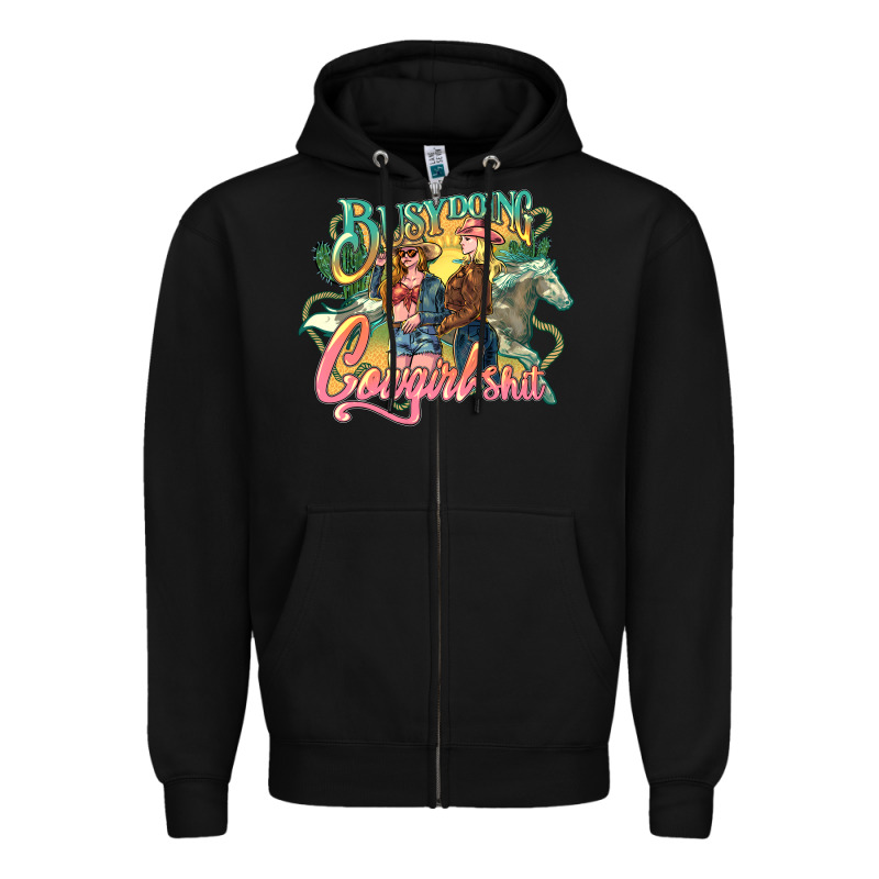Busy Doing Cowgirl Zipper Hoodie by NancyCooperArtShop | Teevron