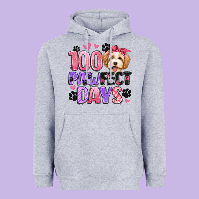 100 Pawfect Days Heavyweight Hoodie Designed By Artiststas