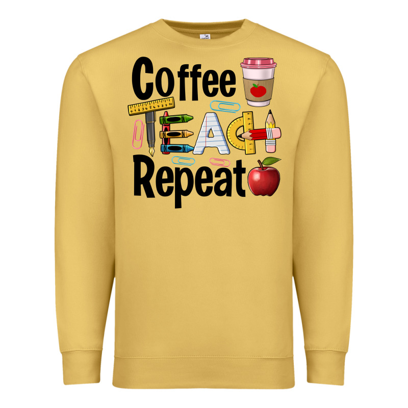 Coffee Teach Repeat Premium Sweatshirt by BarkalooDesign | Teevron