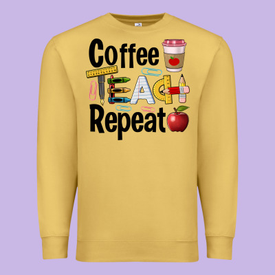 Coffee Teach Repeat Premium Sweatshirt Designed By Barkaloodesign