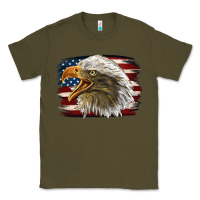 Army Green American Flag Eagle Classic Tee - LillyAllenDesigns