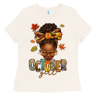 Bone october girl afro woman fall Ladies Tee - texasbilliewilder