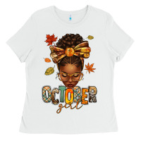 White october girl afro woman fall Ladies Tee - texasbilliewilder