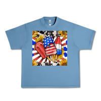Pebble Blue patriotic popsicles and sunflowers Urban Heavy Tee - BundleAndBundleShop