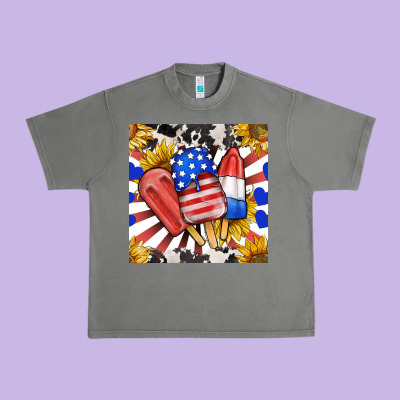 Patriotic Popsicles And Sunflowers Urban Heavy Tee Designed By Bundleandbundleshop
