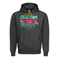 Charcoal Heather crafting is my therapy Zipper Hoodie - NancyCooperArtShop