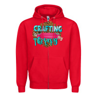 Red crafting is my therapy Zipper Hoodie - NancyCooperArtShop