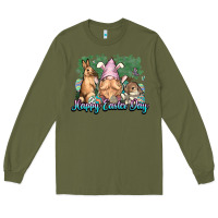 Army Green Gnome Bunny Happy Eater Day Long Sleeve Tee - NancyCooperArtShop