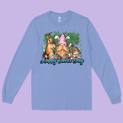 Gnome Bunny Happy Eater Day Long Sleeve Tee Designed By Nancycooperartshop