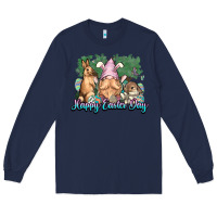 Navy Gnome Bunny Happy Eater Day Long Sleeve Tee - NancyCooperArtShop