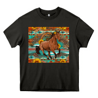 Asphalt galloping horse aztec sunflower Heavy Core Tee - Artiststas