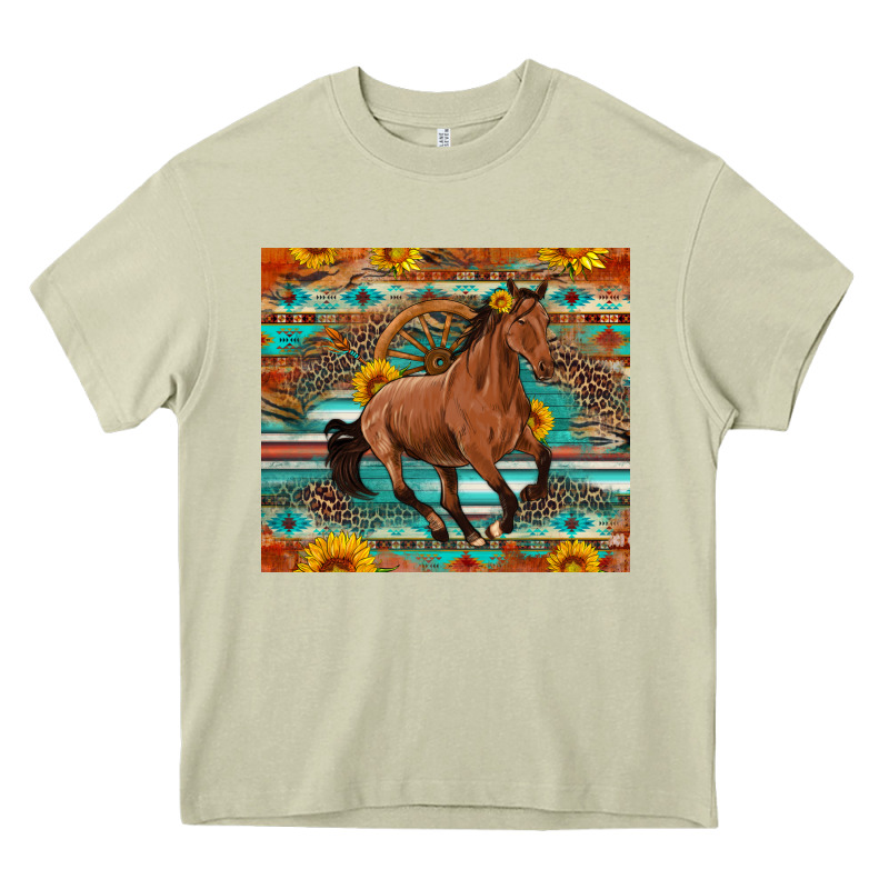 Galloping Horse Aztec Sunflower Heavy Core Tee by Artiststas | Teevron