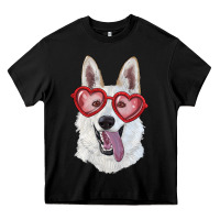 Black white shepherd with love glasses Heavy Core Tee - RanaPortraitStore