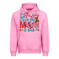 Fuchsia Pink I love you to the moon and back Valentine's Day Urban Hoodie - HowdyJamesFarm