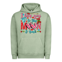 Pigment Oil Green I love you to the moon and back Valentine's Day Urban Hoodie - HowdyJamesFarm