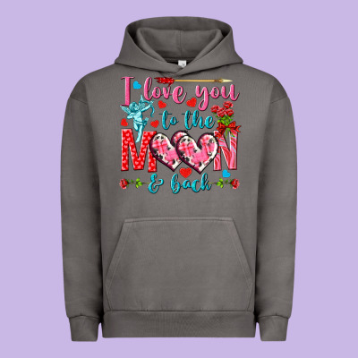I Love You To The Moon And Back Valentine's Day Urban Hoodie Designed By Howdyjamesfarm