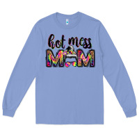 Colony Blue hot mess mom messy bun Long Sleeve Tee - JahusDesignShop