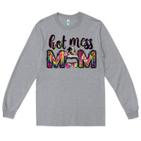 Heather Grey hot mess mom messy bun Long Sleeve Tee - JahusDesignShop