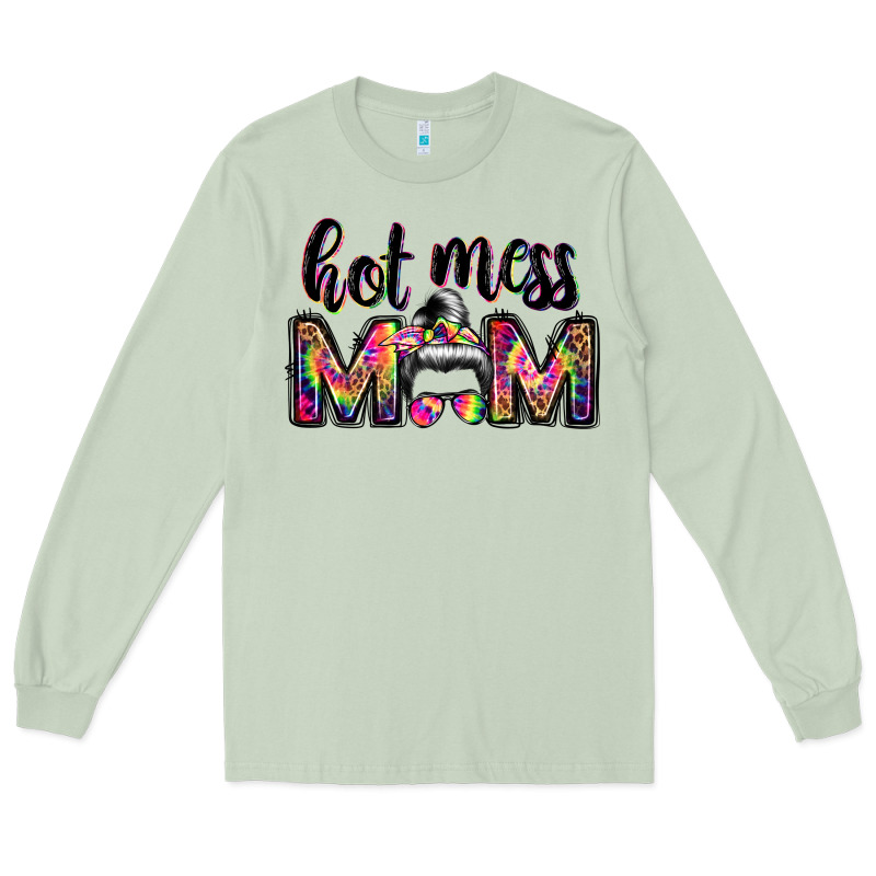 Hot Mess Mom Messy Bun Long Sleeve Tee by JahusDesignShop | Teevron
