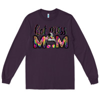 Plum hot mess mom messy bun Long Sleeve Tee - JahusDesignShop