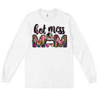 White hot mess mom messy bun Long Sleeve Tee - JahusDesignShop