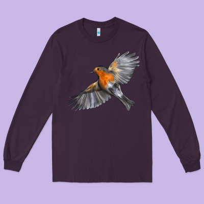 Flying American Robin Long Sleeve Tee Designed By Lillyallendesigns