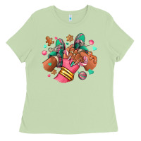 Matcha pink christmas black girl sneakers Ladies Tee - RanaPortraitStore