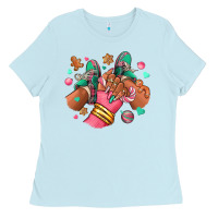 Baby Blue pink christmas black girl sneakers Ladies Tee - RanaPortraitStore