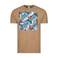 Vintage Coffee dolphin and crab seamless pattern Vintage Tee - BundleAndBundleShop