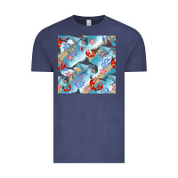 Vintage Denim dolphin and crab seamless pattern Vintage Tee - BundleAndBundleShop