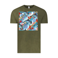 Vintage Olive dolphin and crab seamless pattern Vintage Tee - BundleAndBundleShop