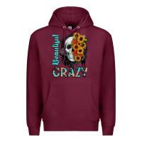 Burgundy beautiful crazy skull Premium Hoodie - JahusDesignShop
