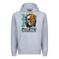 Heather Grey beautiful crazy skull Premium Hoodie - JahusDesignShop