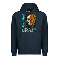 Navy beautiful crazy skull Premium Hoodie - JahusDesignShop