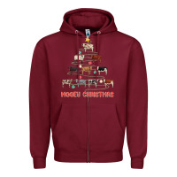 Burgundy mooey christmas Zipper Hoodie - MaliasSmallBusiness