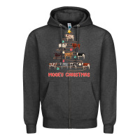 Charcoal Heather mooey christmas Zipper Hoodie - MaliasSmallBusiness