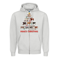 Dove Grey mooey christmas Zipper Hoodie - MaliasSmallBusiness